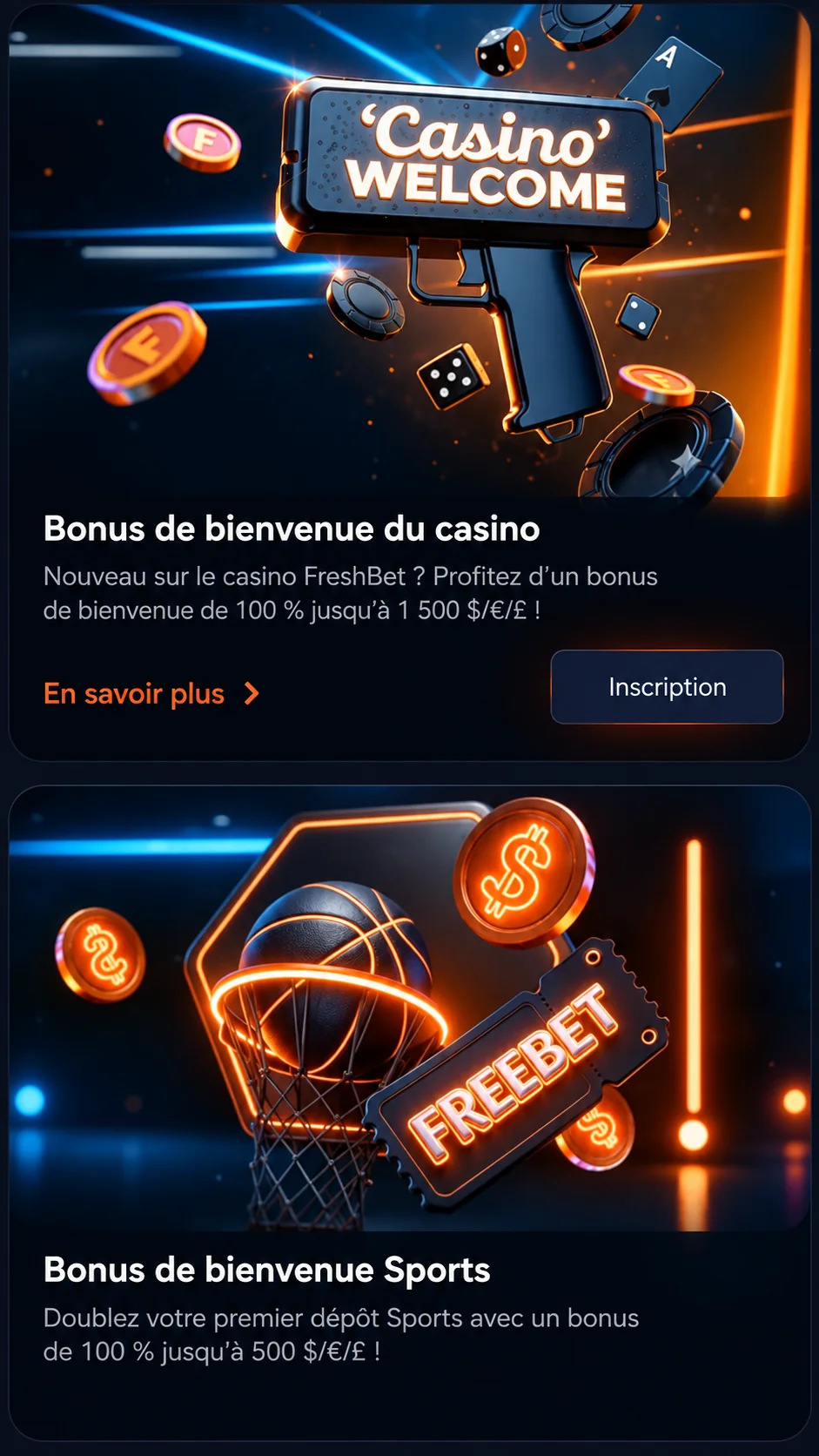 Bonus de bienvenue Freshbet casino et sports